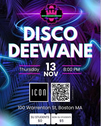 Disco Deewane poster: November 13 at ICON, Boston, with QR code