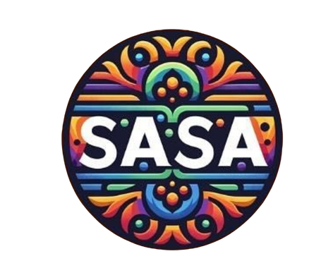 Previous SASA logo: multicolored circular emblem with SASA lettering