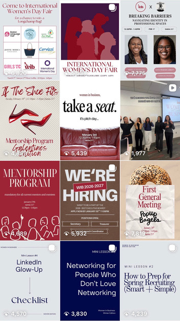 Rebranded Instagram grid with mentorship, hiring and mini-lesson posts