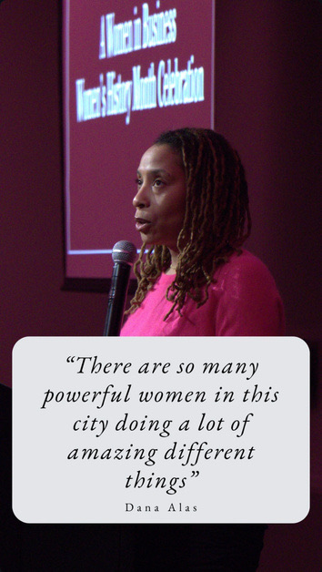 Story from the event: keynote speaker on stage with a quote overlay